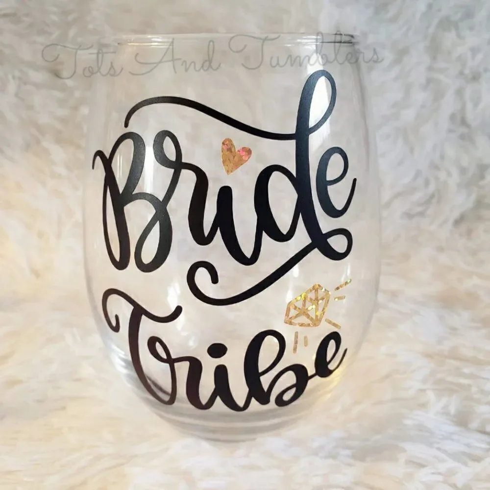 Set of 2 Bride Tribe 21oz Stemless Wine Glasses